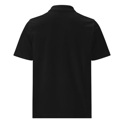 Vellum Adidas polo shirt with intricate embroidery detail, highlighting sporty style and high-quality craftsmanship.